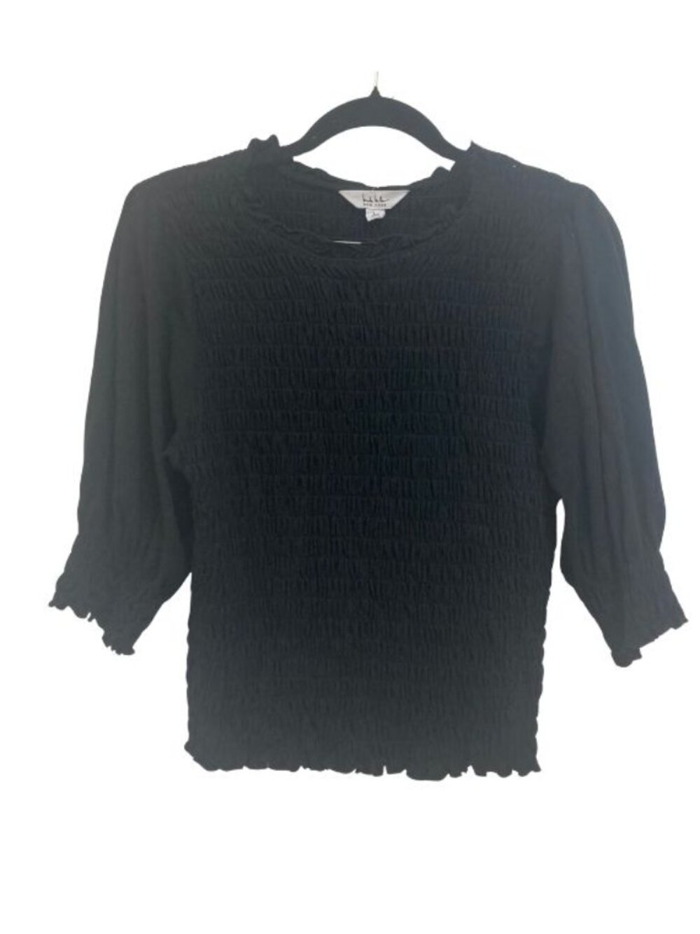 Nicole Miller New York Black Peasant Top with Raglan Sleeves Size Large